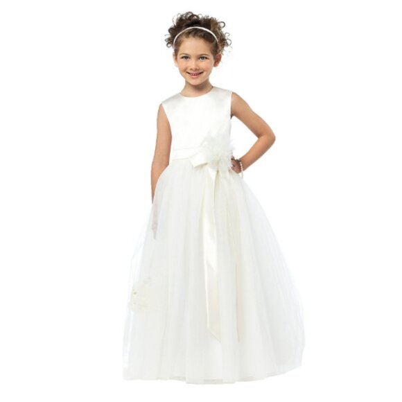 Flower Girl Dress Satin and Tulle Size 7 Style FL4030 - Picture 1 of 1